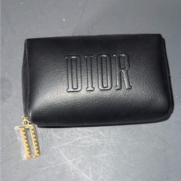 Dior Handbags - Dior Beauty Black Leather Clutch with Gold D Zipper